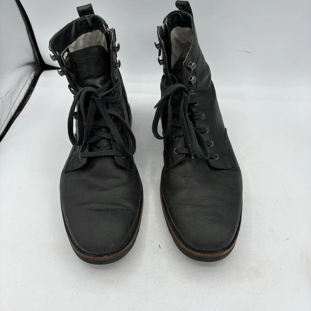 Timberland Boots Mens Size 10 Combat Black Leather Defender Repellent